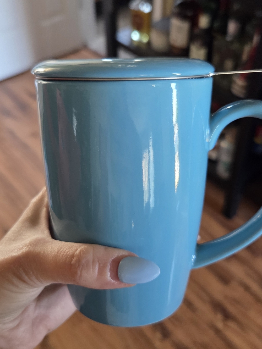 Blue Ceramic Tea Mug with Infuser - Premium Home Dining